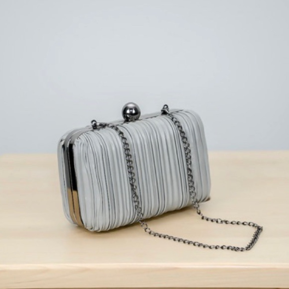 Pleated leather clutch